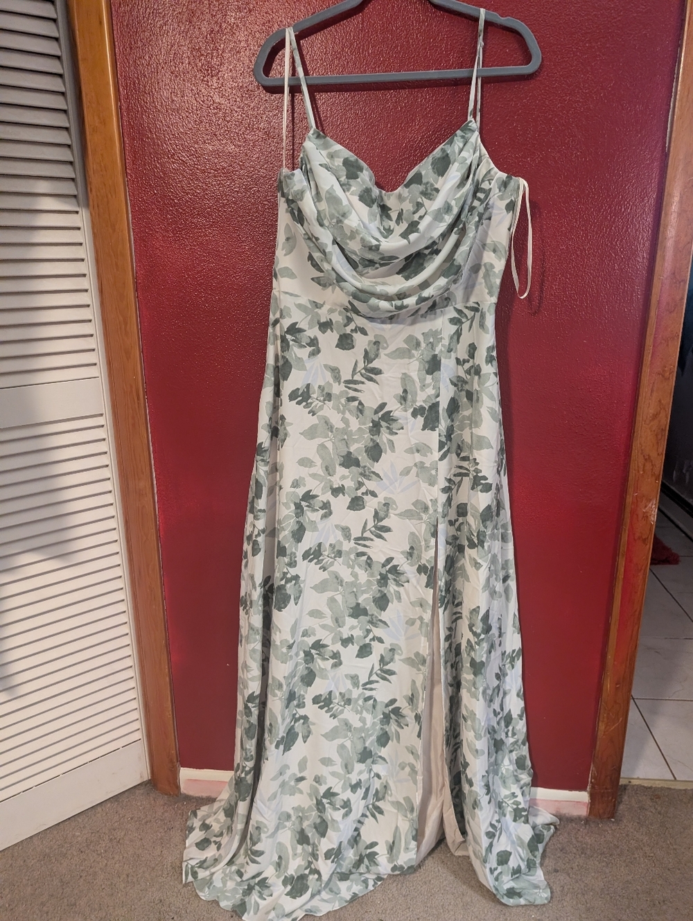 Floral Cowl Neck Maxi Dress in Sage Green